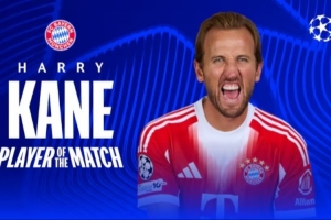 2进球4过人成功！凯恩当选拜仁4-1亚特兰大一役全场最佳