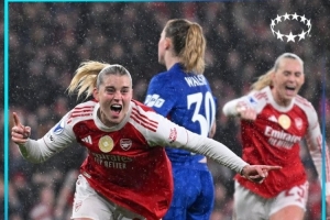 女子欧冠1/4决赛首回合：阿森纳3-1切尔西，凯莉、鲁索、詹妹进球